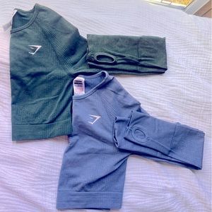 TWO total Gymshark Green and Blue Crop Tops